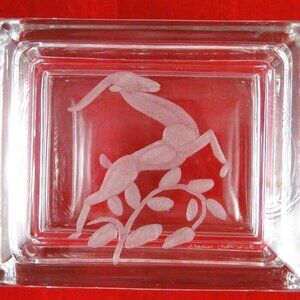 Glenn Belle-Isle Signed Engraved American Art Glass Jewelry or Candy Dish
